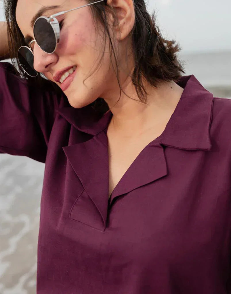 mulberry wine cotton co-ord set