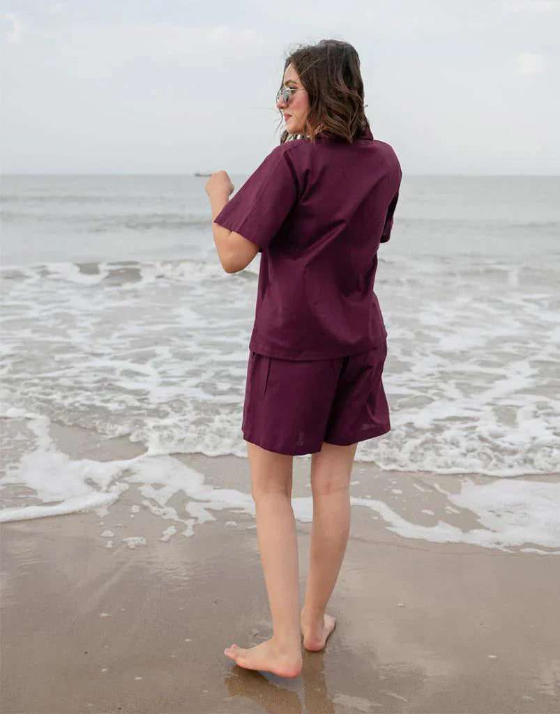 mulberry wine cotton co-ord set