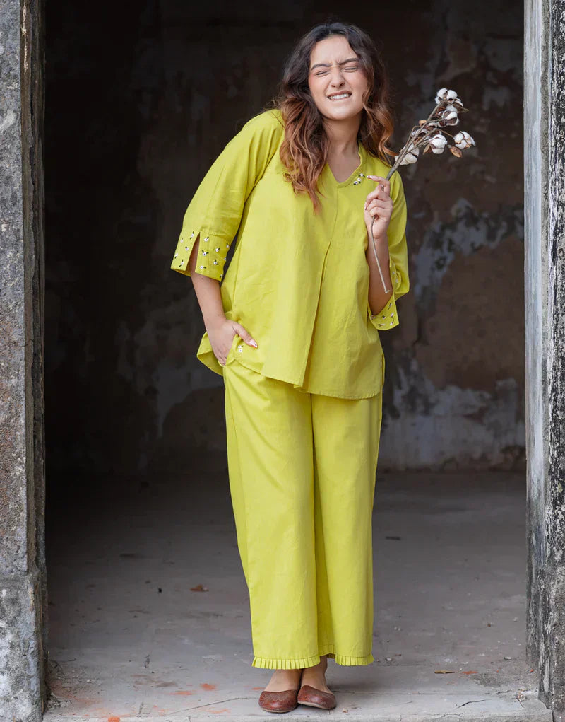 lemon yellow cotton co-ord set