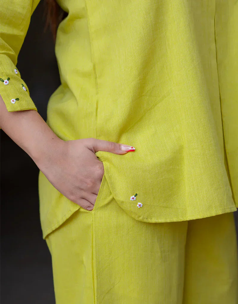 lemon yellow cotton co-ord set