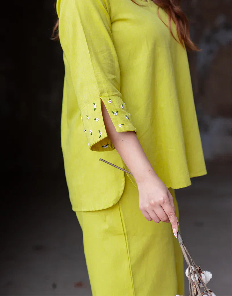 lemon yellow cotton co-ord set