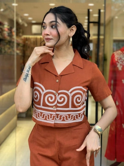 Beautiful Stylish Embroidered Cotton Cord Set for Women