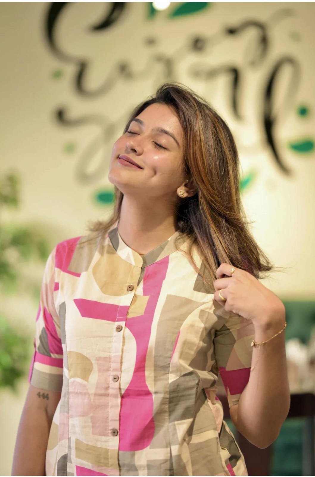 abstract print cotton kurta set with pants – modern co-ord style